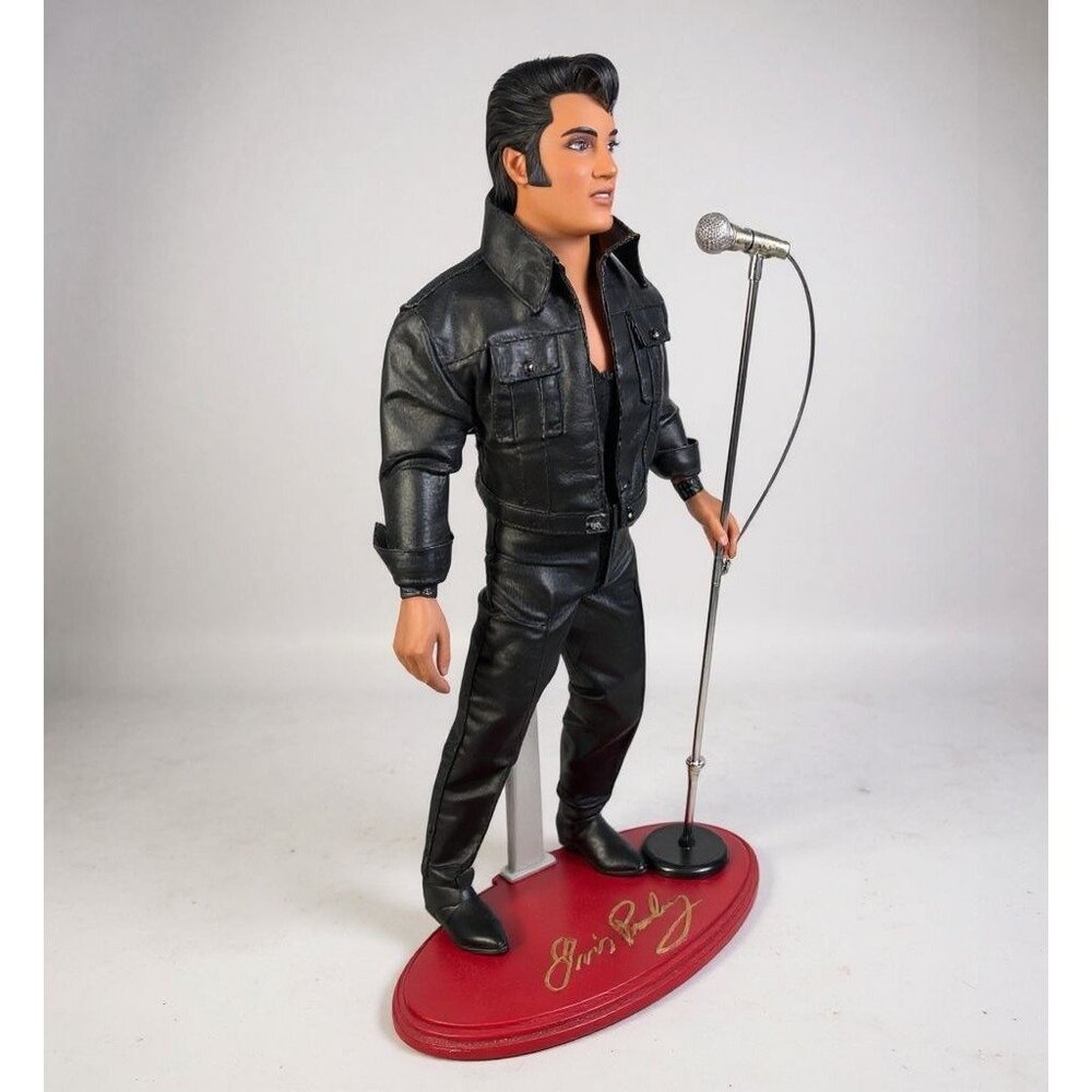 Elvis Presley 68 Comeback Special Collectible Doll W/ Microphone & Stand Black F